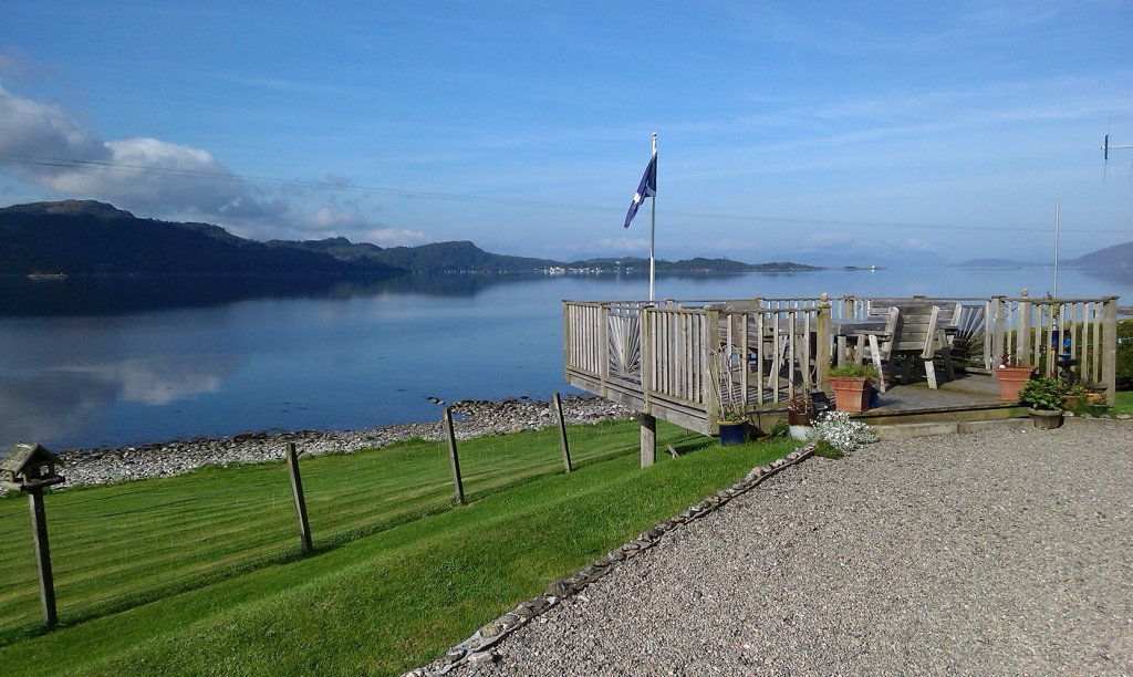 View of Plockton over the decking